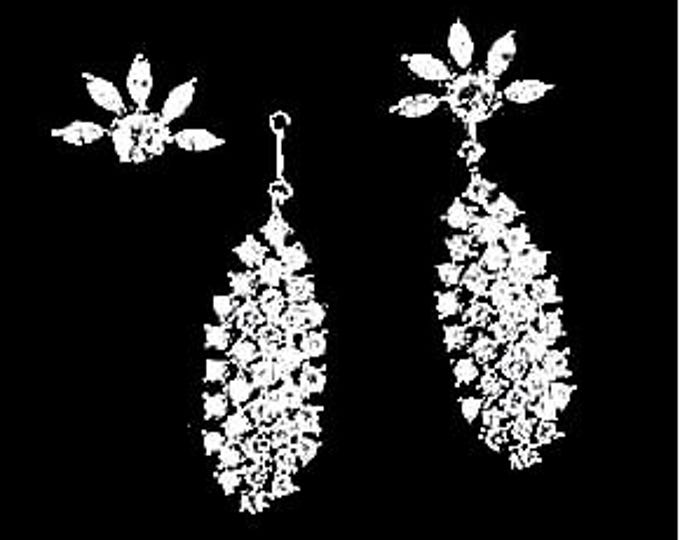 JBK Crystal Dangle Pierced Earrings Jacqueline Kennedy Silver and Crystal Convertible Earrings Gift for Her Birthday or Anniversary - 25ab