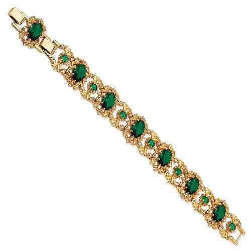Jackie Kennedy Bracelet - Emerald and Crystal - Size 6.5 to 7.5 Box and ...