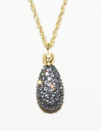 Joan Rivers Egg Necklace Black Caviar Crystal Egg Pendant
