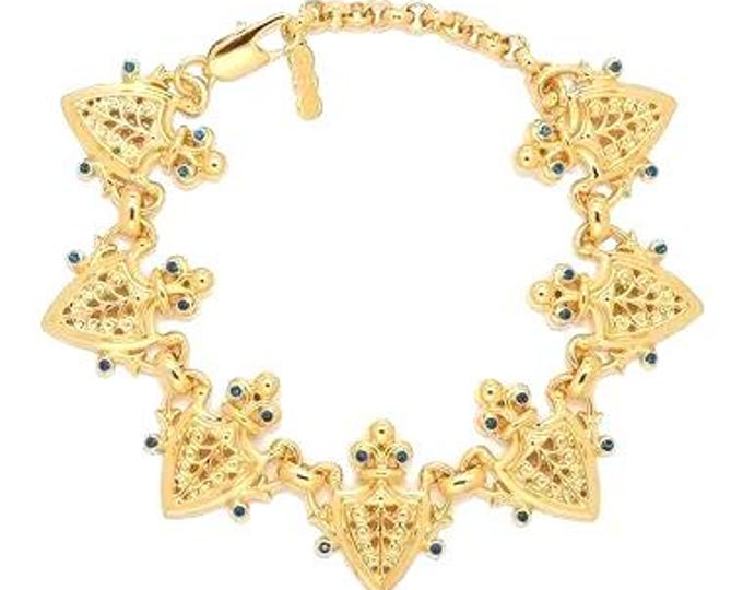 Jackie Kennedy Adjustable Gold Bracelet JBK Gold Bracelet with Shield Design by Camrose Kross Gift for Her Anniversary or Birthday - 066