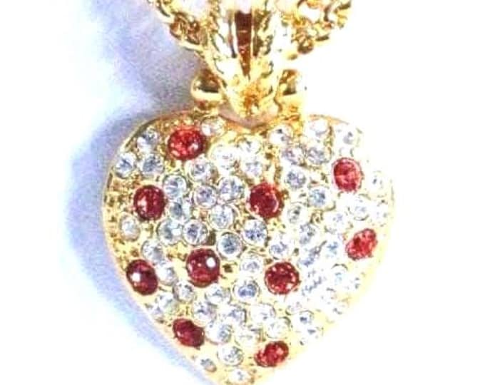 Jackie Kennedy Crystal Heart Pendant Necklace JBK Gold Heart Necklace with Crystals by Camrose Kross Gift for Anniversary or Birthday  211ab