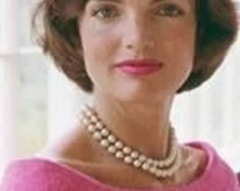 MOTHER'S DAY GIFT - Jackie Kennedy Double Strand Pearl Necklace 12mm Silver Clasp for Wedding Anniversary or Birthday Gift for Her - 496