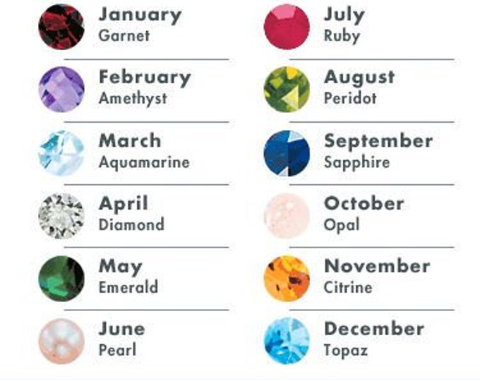 Printable Birthstone Chart - Traditional Version- JPG File - INSTANT DOWNLOAD