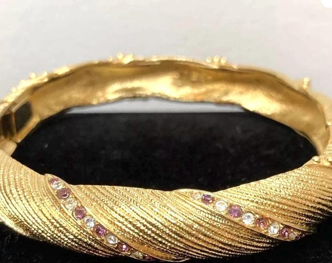 Jackie Kennedy Gold Bangle JBK Gold and Amethyst Bracelet by Camrose Kross Gift for Her Anniversary or February Birthday 152bs