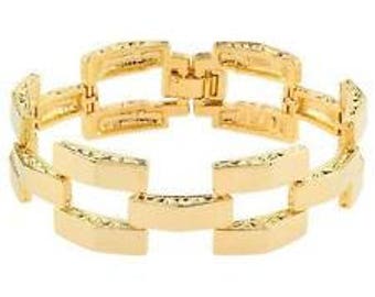 Jackie Kennedy Gold Square Link Bracelet with Crystal Sides and Extender Link for Anniversary or Birthday Gift for Her - 263