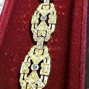 Jackie Kennedy Gold Oval Link Bracelet JBK Blue and Gold Bracelet by Camrose Kross Gift for Her September Birthday or Gift for Woman - 610b