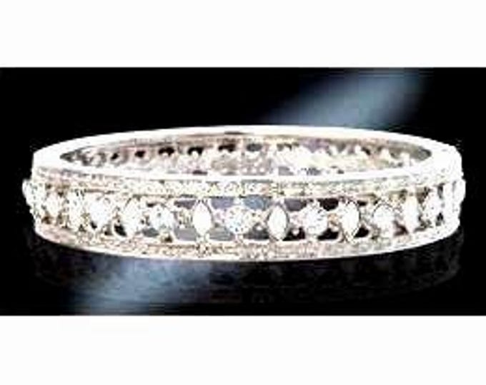 JBK Silver Bangle Bracelet with Crystals Jackie Kennedy Hinged Bangle Bracelet Size 7 by Camrose Kross Gift for Her Birthday - 127bs