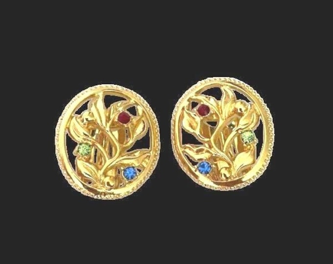 Jackie Kennedy Gold Earrings JBK Clipon Earrings with Cutout Leaves by Camrose Kross Gift for Her Anniversary or Birthday Gift for Woman  10