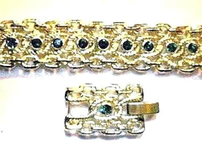 Jackie Kennedy Green Bracelet JBK Gold Bracelet by Camrose Kross Gift for Wedding Anniversary or May Birthday Gift for Woman - 533