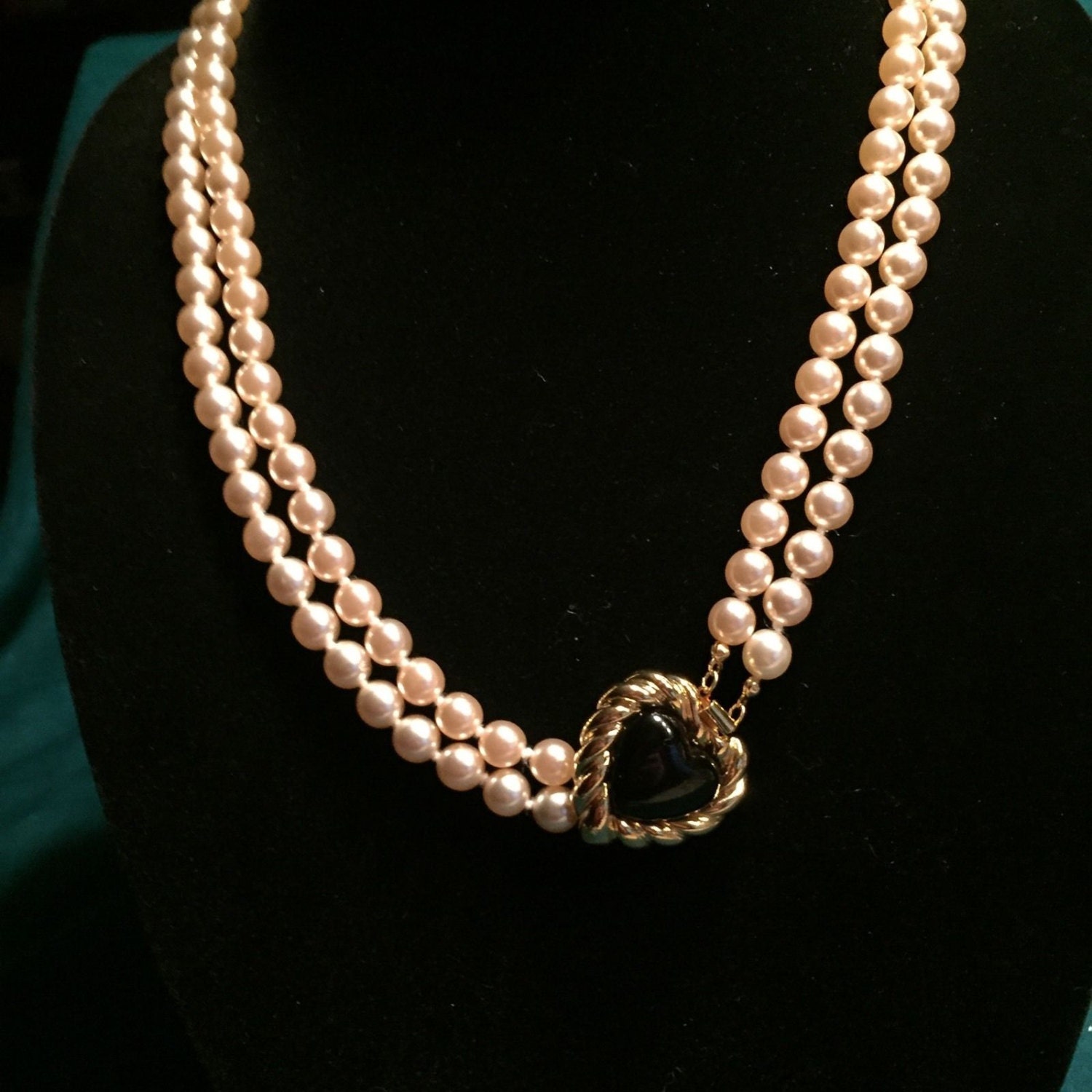 Joan Rivers Faux Pearl Necklace with Heart Clasp S2024