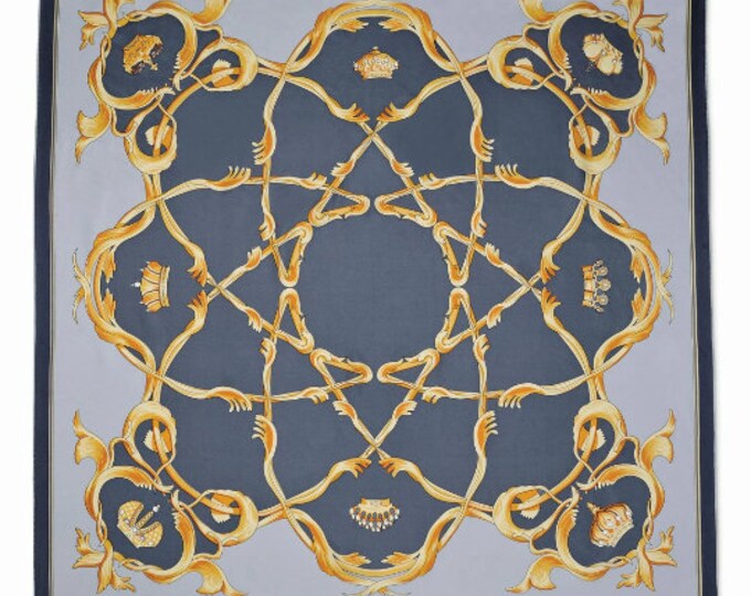 Jackie Kennedy Blue Crown Silk Scarf Replica - Camrose & Kros, 35-inch Square