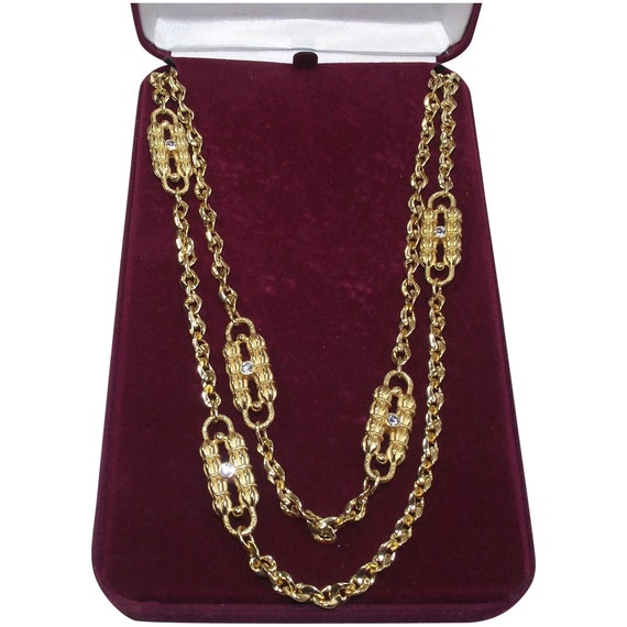 Camrose Kross Jacqueline Kennedy JBK Gold & Crystal Paperclip Necklace |  eBay