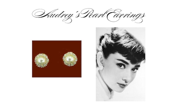 Audrey Hepburn Earrings - Pearl with Crystals - Cl