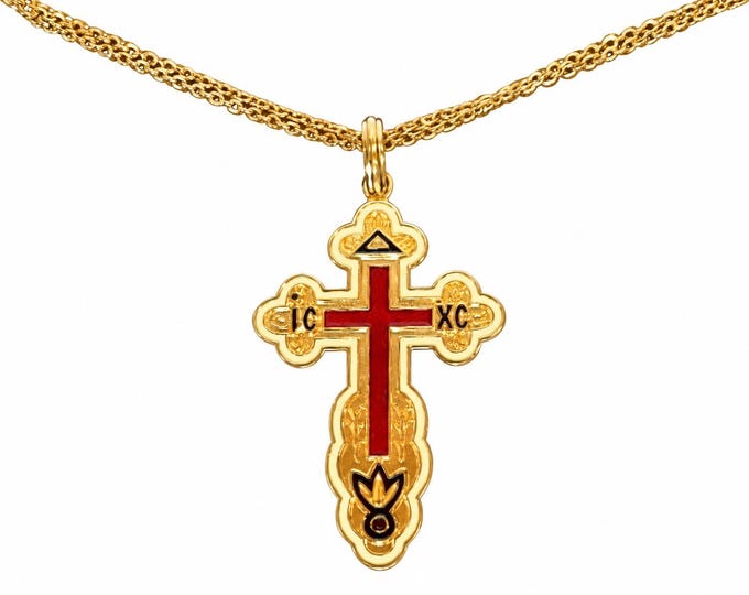 JBK Jewelry Cross Necklace Gold-Plated with Red Enamel Jackie Kennedy Style by Camrose & Kross