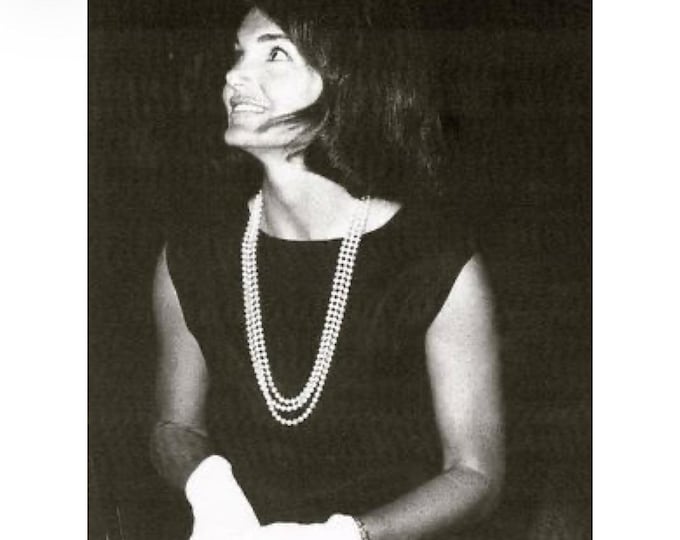 Jackie Kennedy JBK Long Pearl Necklace JBK Long Pearls JBK 3 Triple Strand Pearl Necklace Gift for Her Birthday or Anniversary    - 498w