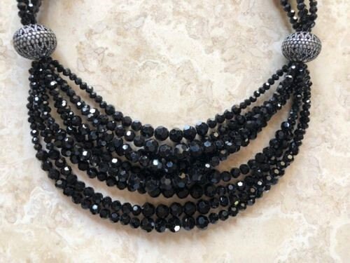 Jackie Kennedy Black Beaded Necklace 194 | Etsy
