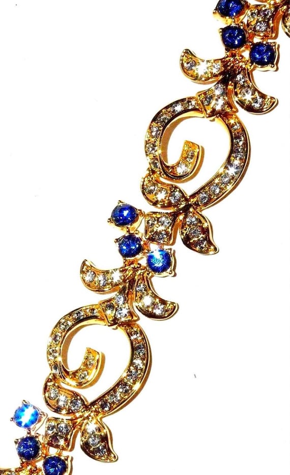 Blue Flower Brooch Gold and Crystal Pin Jackie Kenned… - Gem