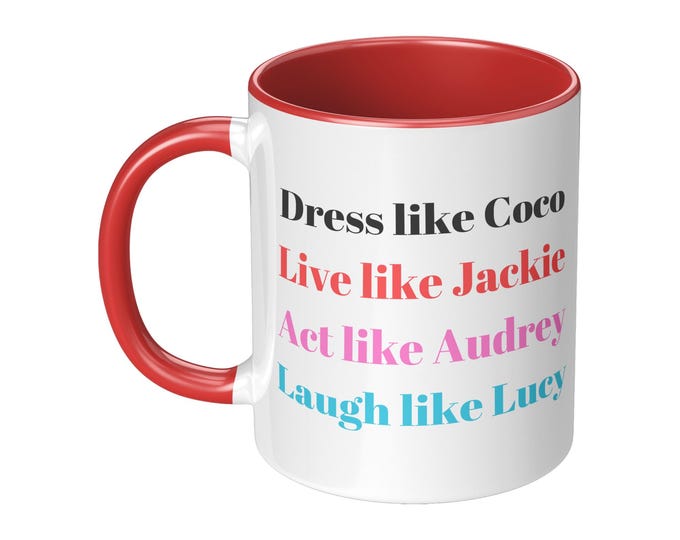 LIVE LIKE JACKIE Coffee Mug 11oz Ceramic Accent Coffee Cup Birthday Gift for Women Who Love Fashion or Gift for Her T000J
