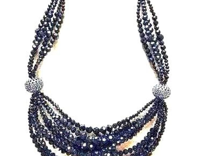 Jackie Kennedy Black Beaded Necklace JBK Black Necklace with  Faceted Glass Beads by Camrose Kross Gift for Her Anniversary or Birthday 194