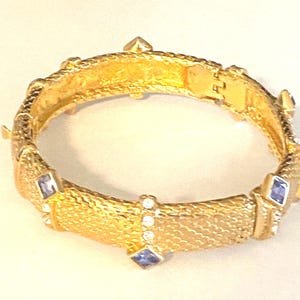 Jackie Kennedy Tanzanite Bracelet JBK Gold Bangle with Tanzanite Size 7.5 by Camrose Kross for Anniversary or Birthday Gift for Her - 451ab