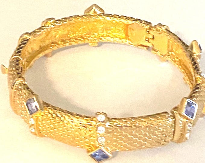 Jackie Kennedy Tanzanite Bracelet JBK Gold Bangle with Tanzanite Size 7.5 by Camrose Kross for Anniversary or Birthday Gift for Her - 451ab