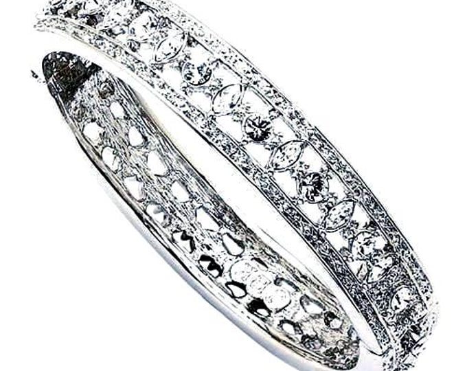 Jackie Kennedy Silver and Crystal Bangle JBK Silver Bracelet with Crystals by Camrose Kross Gift for Her Anniversary or Birthday - 127a