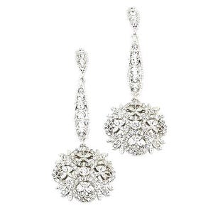 Jackie Kennedy Long Silver and Crystal Earrings JBK Silver Dangle Pierced Earrings by Camrose Kross Gift for Her Anniversary or Birthday 024