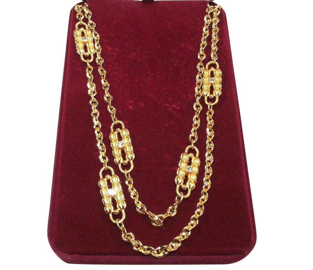 JBK Jackie Kennedy Paperclip Necklace Set: 2 Gold-plated Crystal