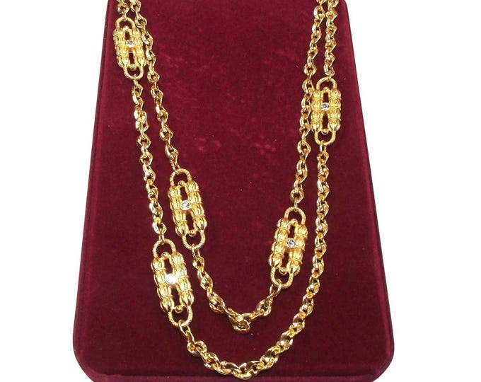 JBK Jackie Kennedy Paperclip Necklace Set: 2 Gold-Plated Crystal Chain Necklaces