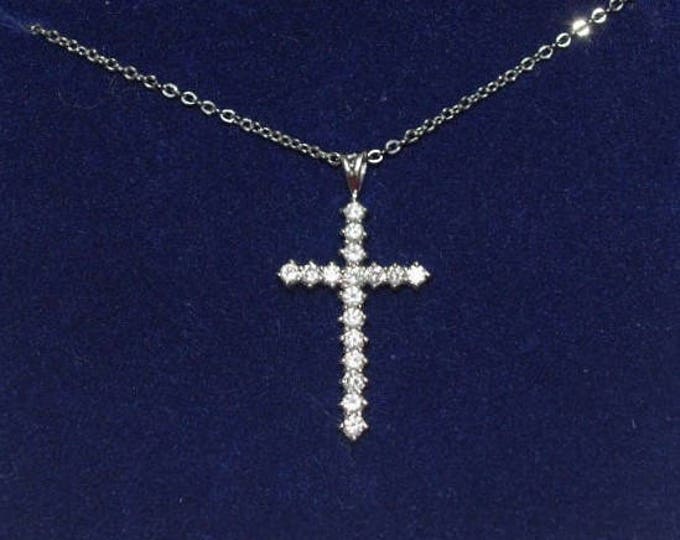 Jackie Kennedy Crystal Cross Necklace with Gold 18 Inch Chain by Camrose and Kross Gift for Anniversary or Birthday or Gift for Her - 601