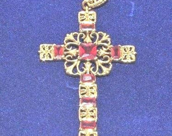 Jackie Kennedy Cross Pendant Necklace JBK Red and Gold Cross Necklace by Camrose Kross Gift for Her Anniversary or Birthday - 538