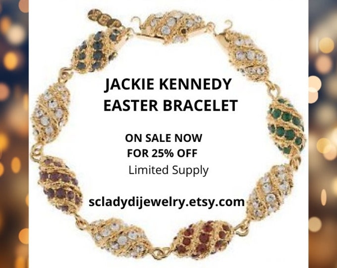 Jackie Kennedy EASTER BRACELET - JBK Gold Plated Egg Bracelet with Stones - 75