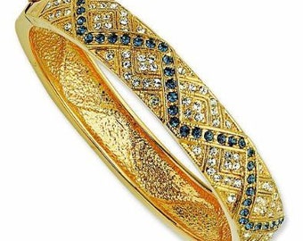 Jackie Kennedy Gold-Scharnier-Armreif mit künstlichen Saphiren und Diamanten als Jubiläums- oder Geburtstagsgeschenk für Sie 124