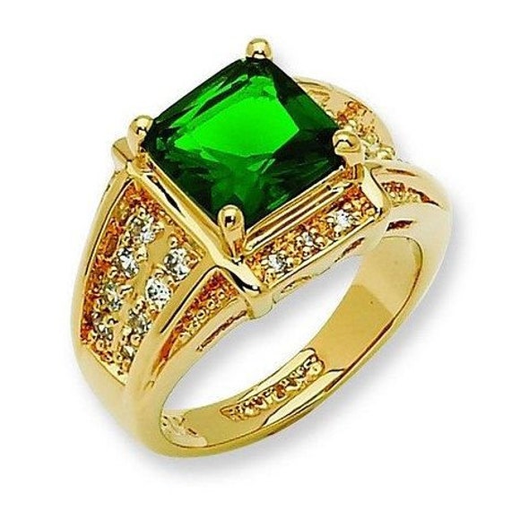 Jackie Kennedy Emerald Ring Gold With Stones Square Shaped - Etsy