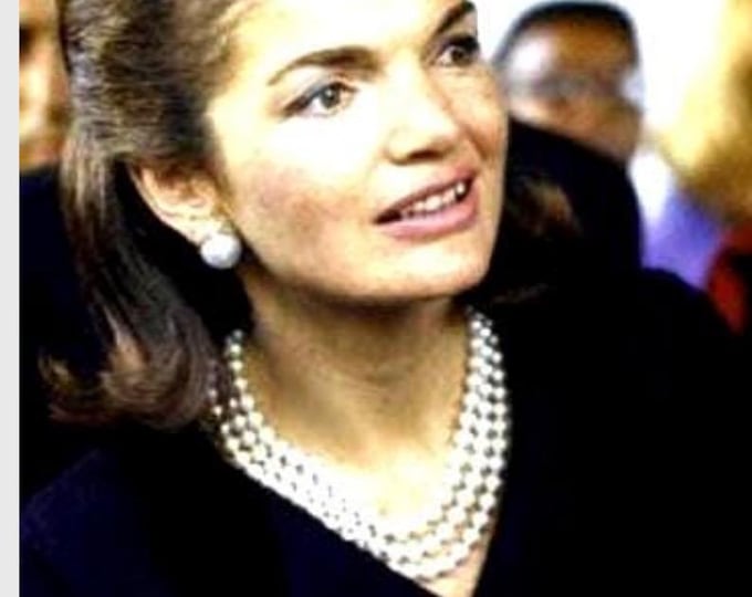 Jackie Kennedy Triple Strand Pearl Necklace: JBK Replica, Sterling Silver Clasp