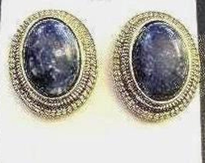 Audrey Hepburn Pierced Earrings Blue and Gold Stud Earrings by Camrose Kross Gift for Her Anniversary or Birthday Gift for Woman - AH106