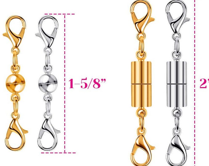 Magnetic Jewelry Clasps 2 Gold & 2 Silver - Effortless to Connect