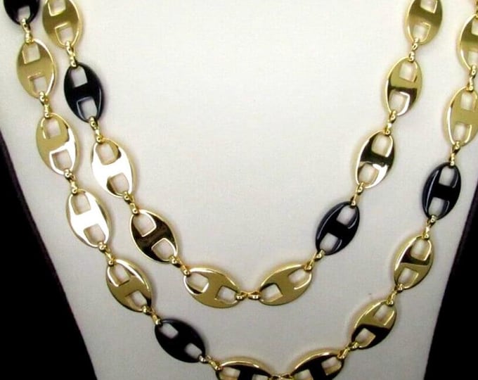 JBK Jewelry Long Necklace Gold and Black Jackie Kennedy Style by Camrose & Kross