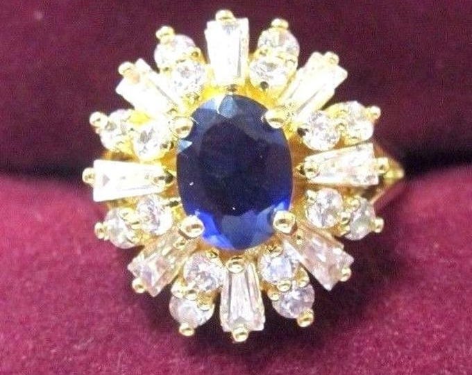 JBK Blue Ring Jackie Kennedy Gold Ring with Blue Stone by Camrose Kross Gift for Her Anniversary or Birthday Gift for Woman - M81