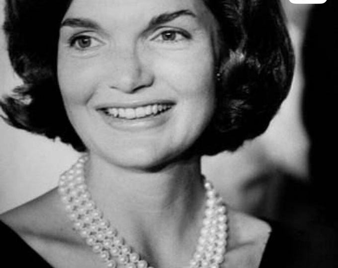 Multi Strand Pearl Necklace: Sterling Silver Clasp, Jackie Kennedy Style