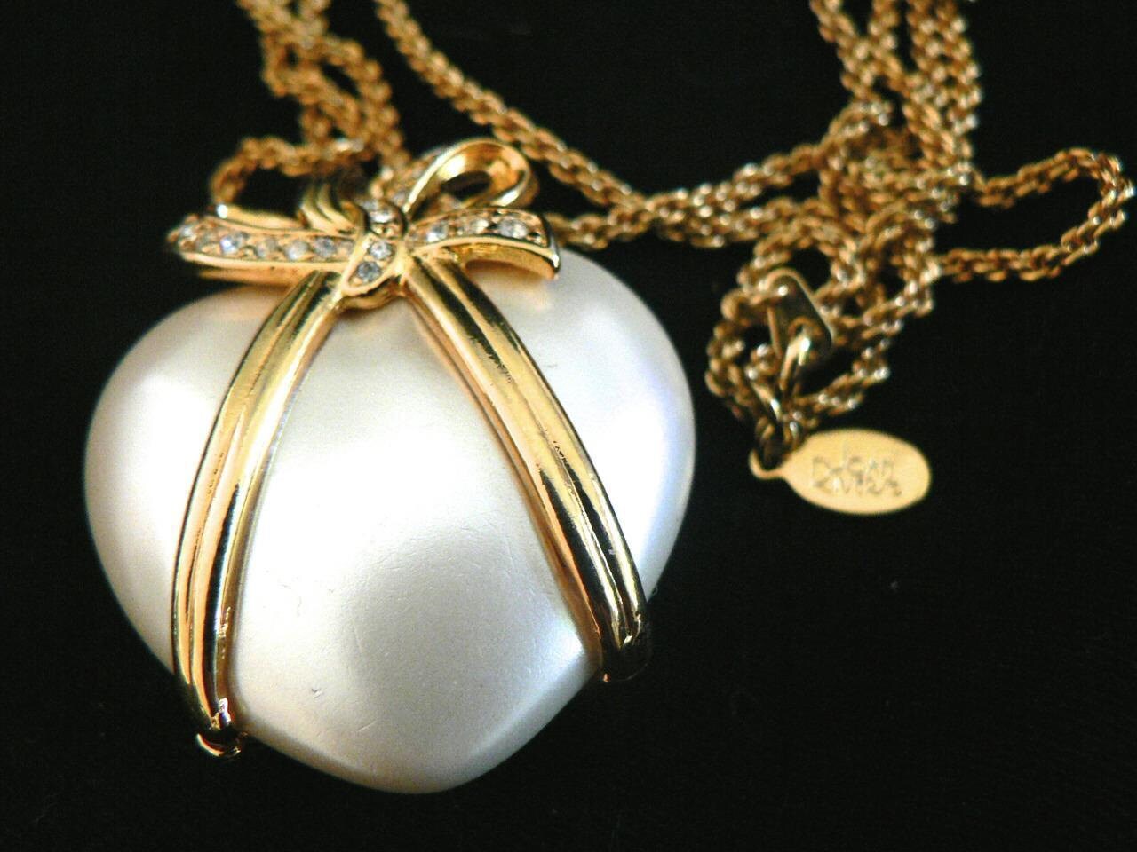 RESERVED FOR ROOS - Joan Rivers Necklace Puffy Heart Faux Pearl with  Crystals - S1491 - 2-9-19