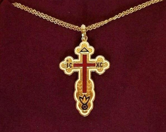 Jackie Kennedy Enamel Cross Necklace JBK Gold Cross Pendant Necklace by Camrose Gift for Her Birthday or Anniversary or Gift for  Woman