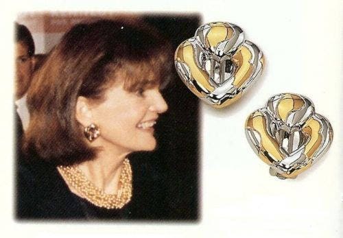 Jackie Kennedy Earrings JBK Two tone Heart Earrings 17