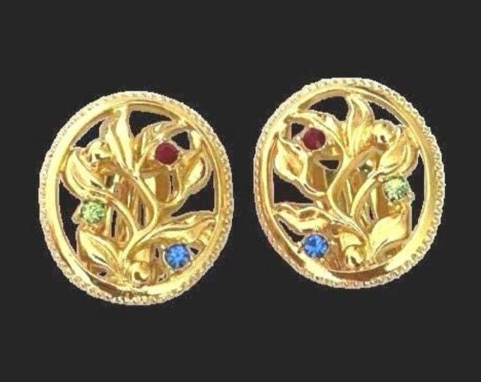 Leaf Design Gold Clipon Earrings from the Jackie Kennedy JBK Collection by Camrose and  Kross Anniversary Gift for Wife or Gift for Her
