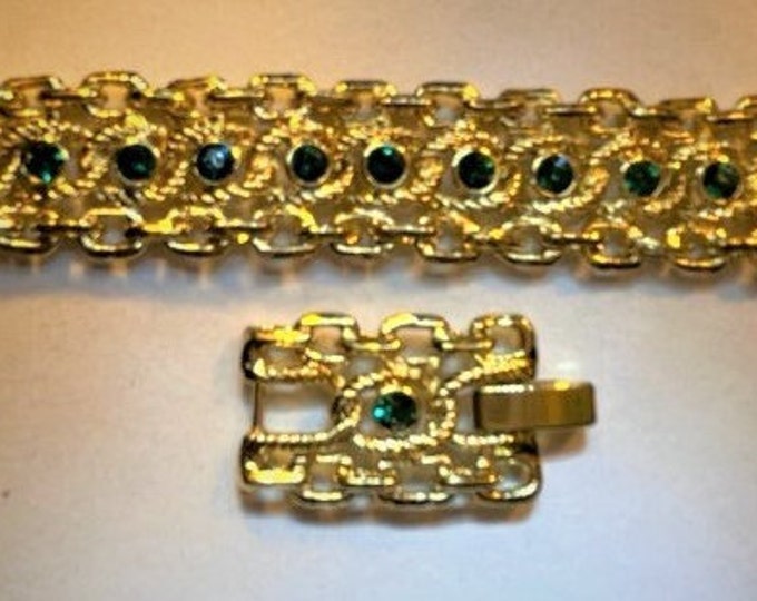 Jackie Kennedy Green and Gold Bracelet by Camrose and Kross for Wedding Anniversary or May Birthday Gift for Her - 533