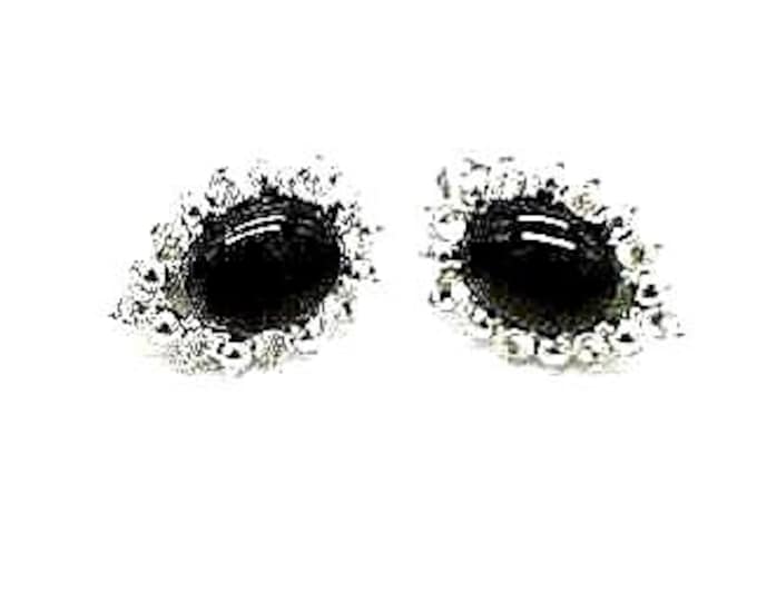 Jackie Kennedy Black Earrings JBK Silver and Black Clipon Earrings by Camrose Kross for Anniversary Gift or Birthday Gift for Her  334