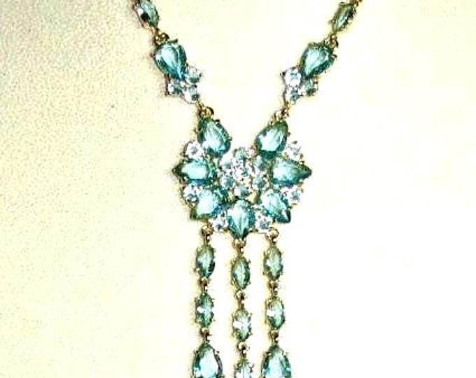 Audrey Hepburn Aquamarine Necklace by Camrose Kross Gift for Her March Birthday or Anniversary Gift for Woman  -  AH102ba