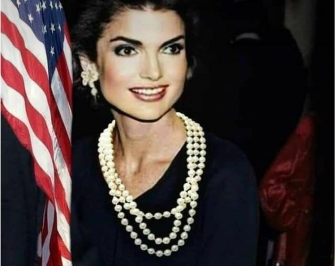Jackie Kennedy LONG Pearls JBK Long Pearl Necklace JBK 3 Three Triple Strand Pearl Necklace Gift for Her Birthday or Anniversary  498ba