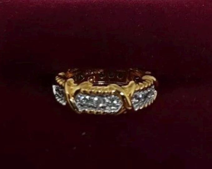 Anniversary Band Ring Gold with Simulated Diamonds from the Jackie Kennedy JBK Collection by Camrose and Kross Anniversary Gift for Wife