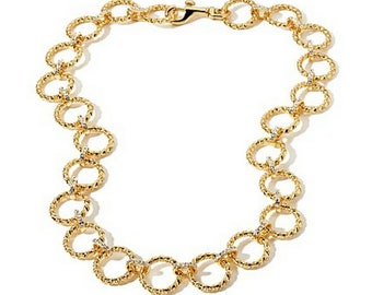 Audrey Hepburn 26 Inch Gold Necklace with Crystals by Camrose and Kross for Wedding Anniversary or Birthday Gift for Her